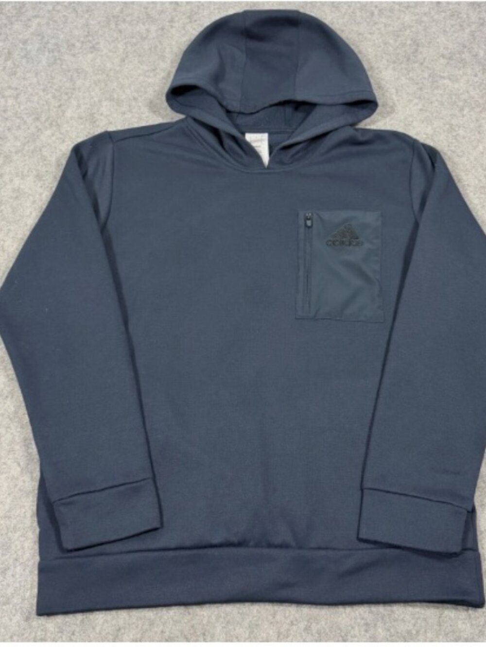 Adidas Regular Fit Kangaroo Pocket Long Sleeve Hoodie Men's Medium Navy Blue